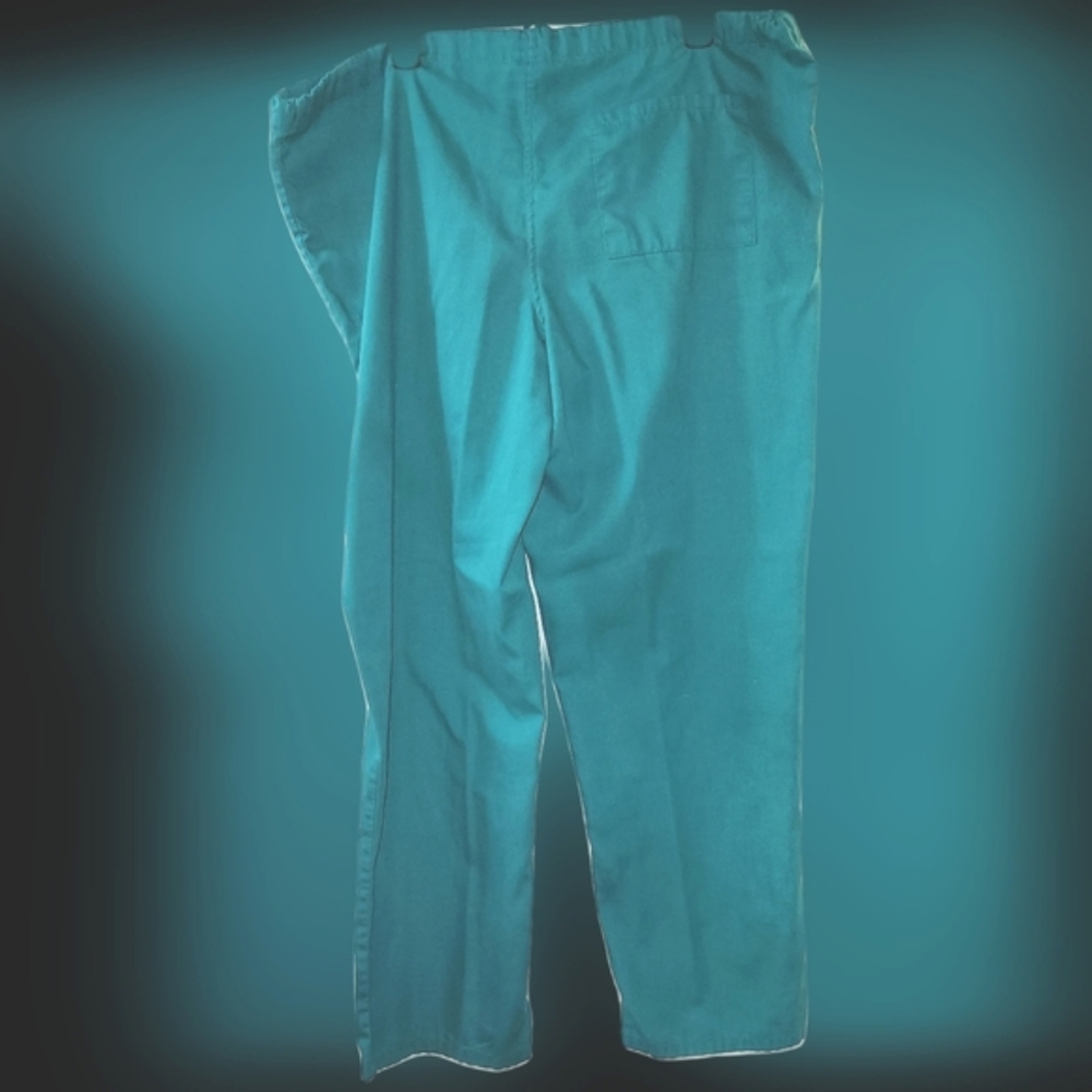 Unisex drawstring scrub pants, size medium, hunter green